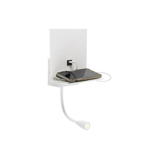 wandlampen Moderne wandlamp wit met USB en flexarm Flero Staal Wit Een multifunctionele deze Flero. Deze lamp is afgewerkt in een witte kleur aansluiting voor