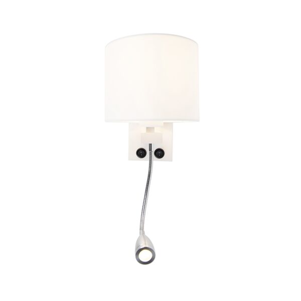 Moderne wandlamp wit met witte kap - Brescia - Afbeelding 2