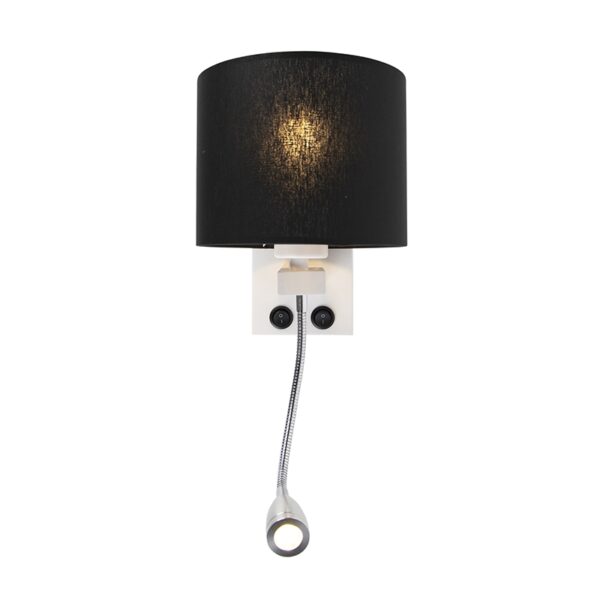 Moderne wandlamp wit met zwarte kap - Brescia - Afbeelding 2