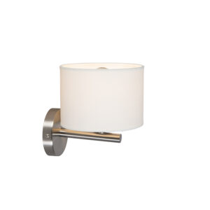 wandlampen Moderne wandlamp wit rond VT 1 StofStaal Wit De is perfect te gebruiken in jouw moderne interieur. stalen basis van deze hanglamp en ronde witte kap