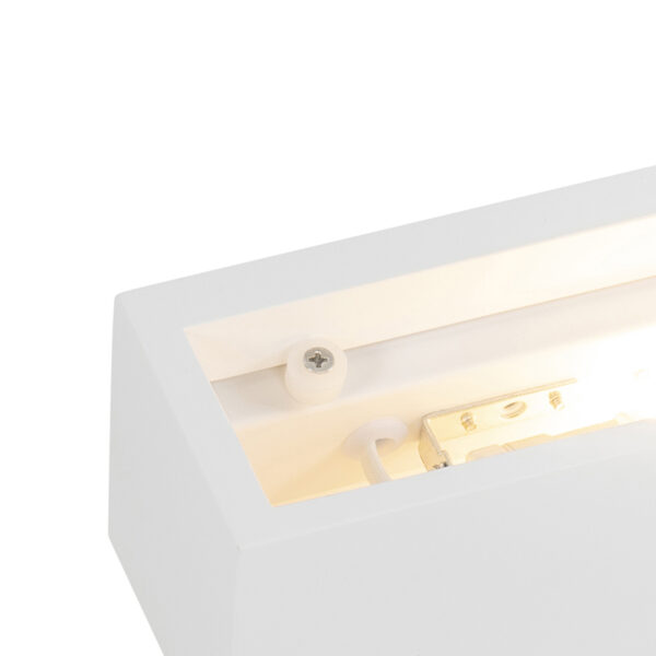 wandlampen Moderne wandlamp wit Santino Novo Gips Wit gemaakt van gips in witte kleur afgewerkt geeft een mooi strijklicht naar boven op de muur. Perfect dus om
