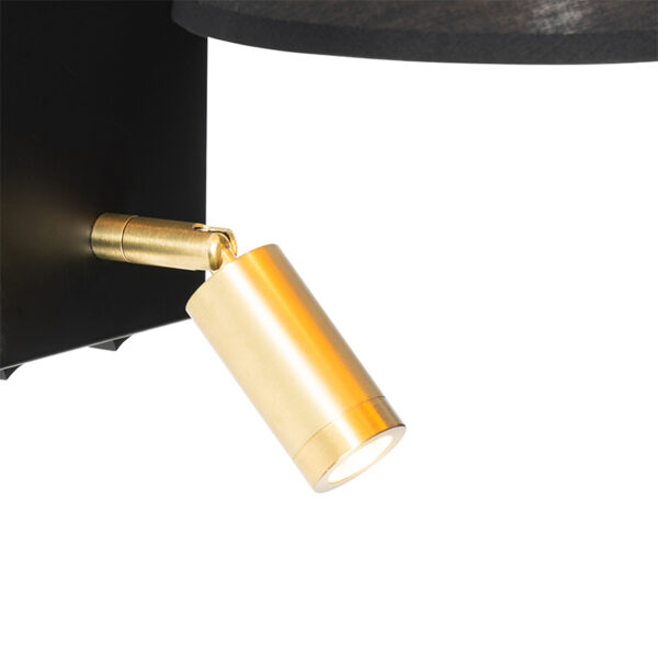 Moderne wandlamp zwart en goud met leeslamp - Renier - Afbeelding 2