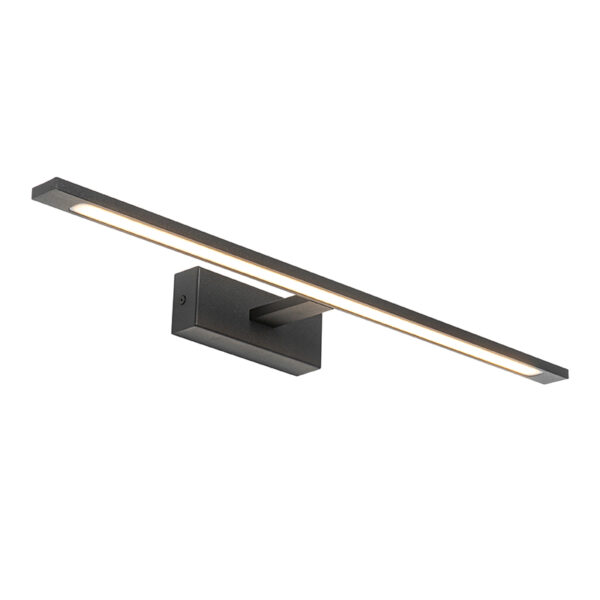wandlampen Moderne wandlamp zwart 62 cm incl. LED IP44 Jerre KunststofStaal Zwart Laat jouw badkamer stralen met de zwarte wandlamp. Deze moderne is gemaakt van