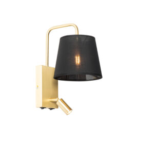 wandlampen Moderne wandlamp zwart en messing met leeslamp Renier KunststofStaal is een stijlvolle twee lichtpunten super Hij gemaakt van staal kunststof