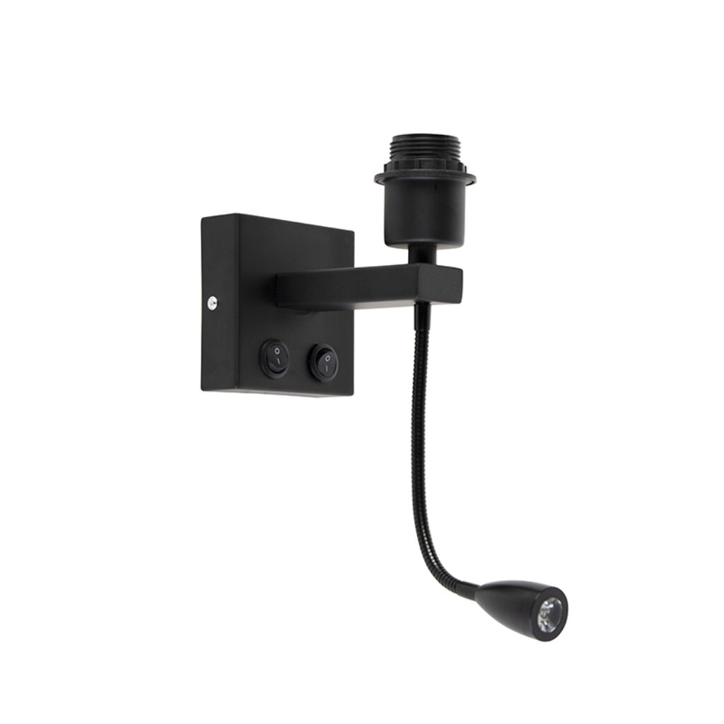 wandlampen Moderne wandlamp zwart met flexarm Brescia Combi Metaal Zwart zwarte die gemakkelijk te combineren is een opvallende of simpele je kan helemaal zelf