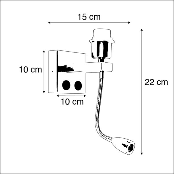 Moderne wandlamp zwart met flexarm - Brescia Combi - Afbeelding 3