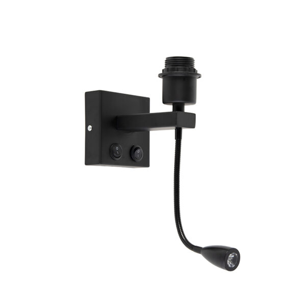 wandlampen Moderne wandlamp zwart met flexarm Brescia Combi Metaal Zwart zwarte die gemakkelijk te combineren is een opvallende of simpele je kan helemaal zelf