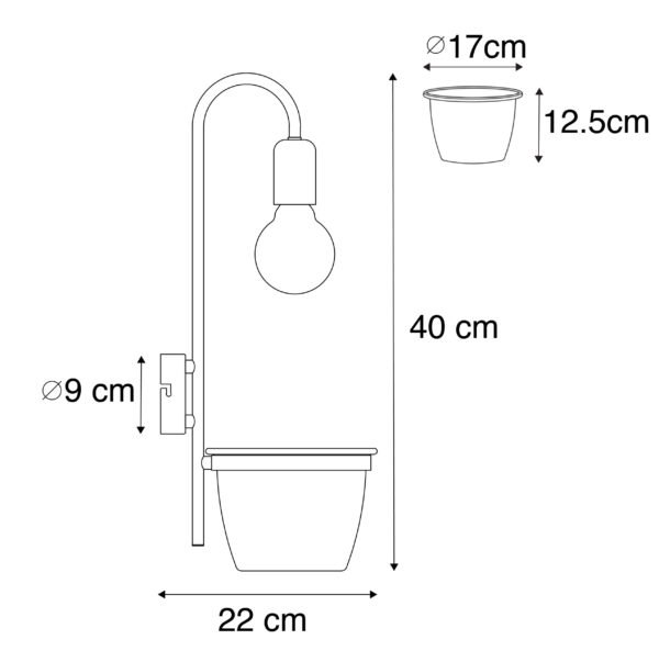 Moderne wandlamp zwart met glas - Roslini - Afbeelding 3