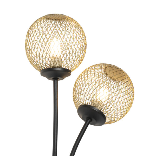 Moderne wandlamp zwart met goud 2-lichts - Athens Wire - Afbeelding 2