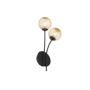 wandlampen Moderne wandlamp zwart met goud Athens Wire GlasStaal Goud Wandlamp is een vrolijke toevoeging voor jouw woonkamer slaapkamer of De twee lichtpunten
