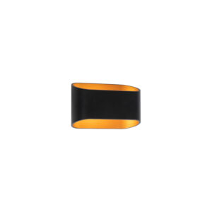 wandlampen Moderne wandlamp zwart met gouden binnenkant Alone R Aluminium Zwart Deze aluminium is tijdloos afgewerkt in een ovalen vorm en binnenkant. De