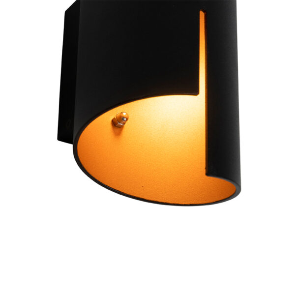Moderne wandlamp zwart met gouden binnenkant - Faldo - Afbeelding 2
