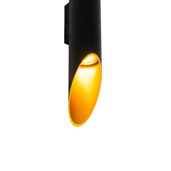 Moderne wandlamp zwart met gouden binnenkant 5,6 cm - Organo - Afbeelding 2