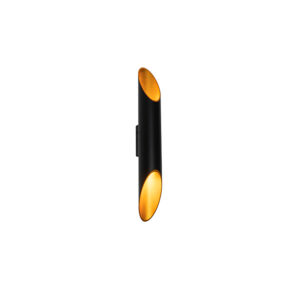 wandlampen Moderne wandlamp zwart met gouden binnenkant 56 cm Organo Aluminium Zwart Deze S aluminium is tijdloos afgewerkt in een ronde vorm en binnenkant. De