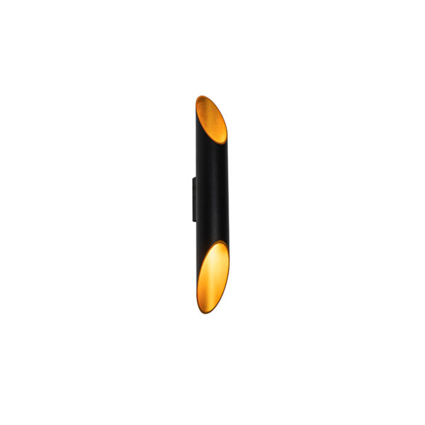 wandlampen Moderne wandlamp zwart met gouden binnenkant 56 cm Organo Aluminium Zwart Deze S aluminium is tijdloos afgewerkt in een ronde vorm en binnenkant. De