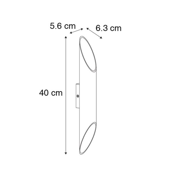 Moderne wandlamp zwart met gouden binnenkant 5,6 cm - Organo - Afbeelding 3
