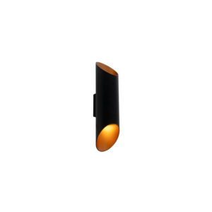 wandlampen Moderne wandlamp zwart met gouden binnenkant 96 Organo Aluminium Zwart Deze L aluminium is tijdloos afgewerkt in een ronde vorm en binnenkant. De