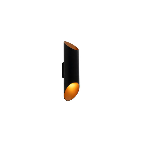 wandlampen Moderne wandlamp zwart met gouden binnenkant 96 Organo Aluminium Zwart Deze L aluminium is tijdloos afgewerkt in een ronde vorm en binnenkant. De