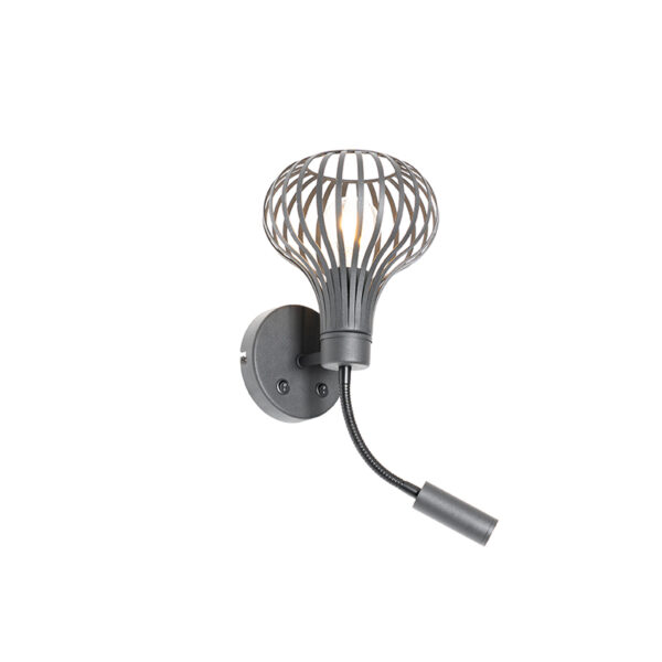 Moderne wandlamp zwart met leeslamp 2-lichts - Saffira Brescia - Afbeelding 2