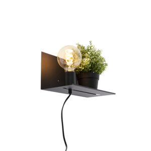 wandlampen Moderne wandlamp zwart verstelbaar Muro Staal Zwart Zorg voor simpliciteit in huis met deze Muro. Een moderne ideaal als nachtlampje de slaapkamer.