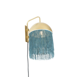 wandlampen Oosterse wandlamp goud met groene franjes Fringle StaalStof Groen Wat een vrolijke is Hier krijgt je interieur meteen oppepper van. De aan deze lamp