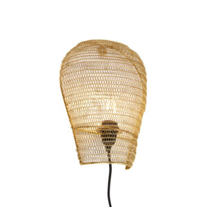wandlampen Oosterse wandlamp goud 35 cm Nidum Staal Onze is een lamp die je interieur in sfeer Hij afgewerkt met gaas de kleur waardoor lichtbron mooi zichtbaar