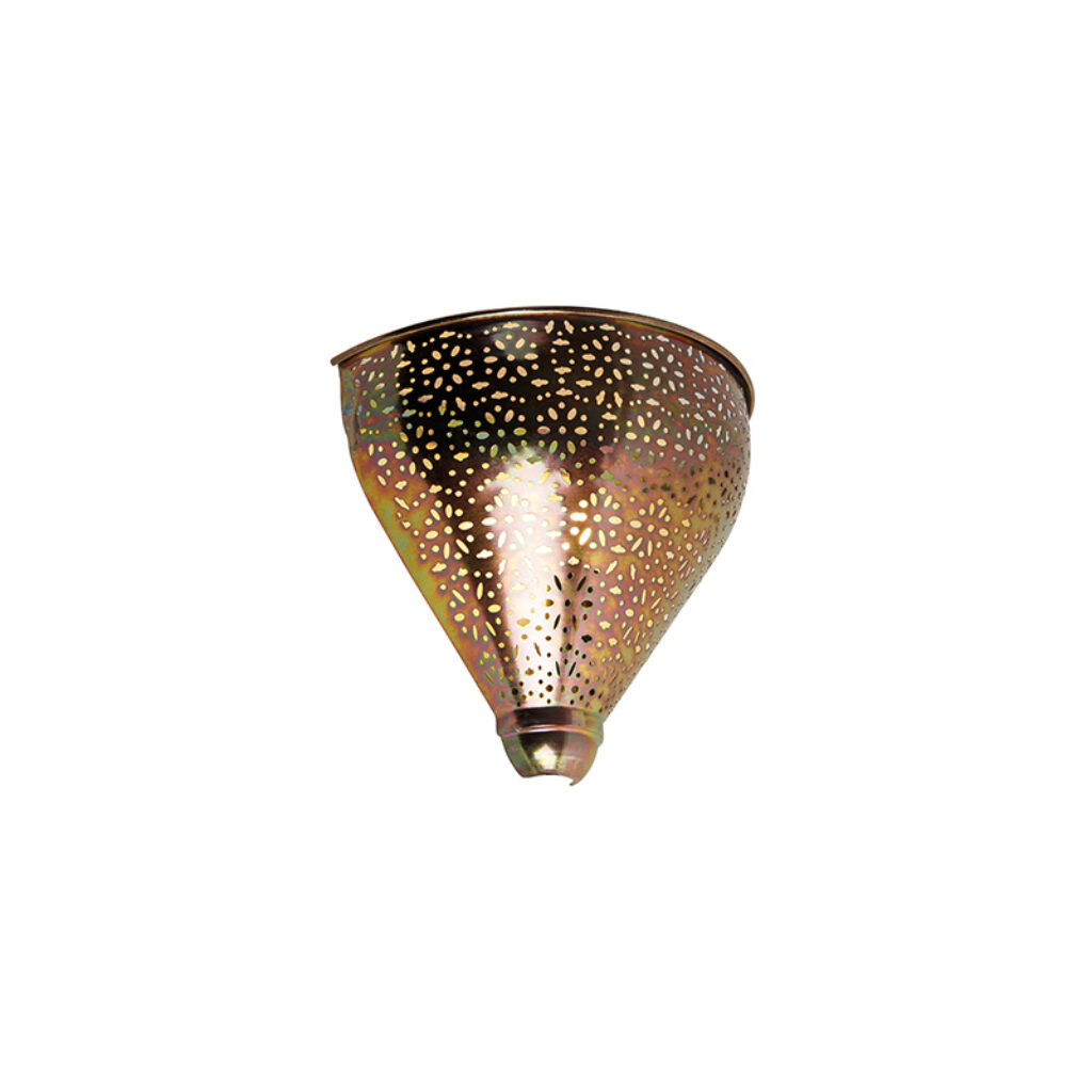 wandlampen Oosterse wandlamp koper Muraf Staal Brons Een mooi afgewerkte hanglamp in en uniek design. De open kap zorgt voor een leuke lichtspeling aan de wand