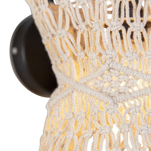 Oosterse wandlamp macramé 25 cm - Leonard - Afbeelding 2