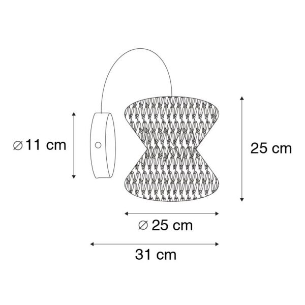 Oosterse wandlamp macramé 25 cm - Leonard - Afbeelding 3