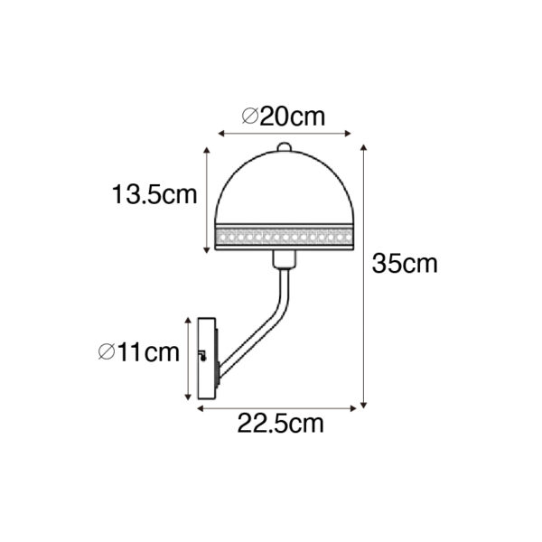 Oosterse wandlamp zwart met rotan 20 cm - Magna Rotan - Afbeelding 3