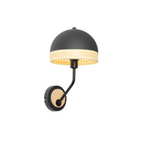 wandlampen Oosterse wandlamp zwart met rotan 20 cm Magna Rotan RotanStaal Zwart Een echt verlichtingsaccessoire aan je muur onze Deze is gemaakt van staal een