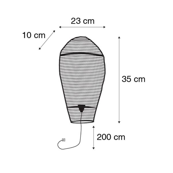 Oosterse wandlamp zwart 35 cm - Nidum - Afbeelding 3