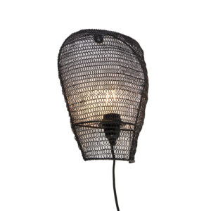 wandlampen Oosterse wandlamp zwart 35 cm Nidum Staal Zwart Onze is een lamp die je interieur in sfeer Hij afgewerkt met gaas de zwarte kleur waardoor lichtbron