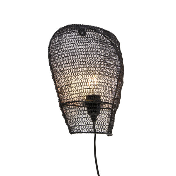 wandlampen Oosterse wandlamp zwart 35 cm Nidum Staal Zwart Onze is een lamp die je interieur in sfeer Hij afgewerkt met gaas de zwarte kleur waardoor lichtbron