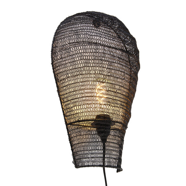 wandlampen Oosterse wandlamp zwart 45 cm Nidum Staal Zwart Onze is een lamp die jouw interieur meteen vibe Hij afgewerkt met metalen draden waardoor de