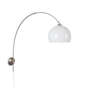 wandlampen Retro wandbooglamp staal met witte kap verstelbaar KunststofMetaal Wit Deze retro is een echte sfeermaker binnen jouw Het tijdloze booglamp opaal