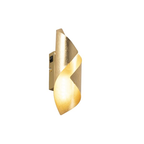 wandlampen Retro wandlamp bladgoud incl. schakelaar Belle Metaal Deze is een perfecte voor in jouw Past perfect Art Deco interieur. De lamp handig te gebruiken