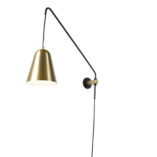 Retro wandlamp goud/messing met kap - Demi - Afbeelding 2