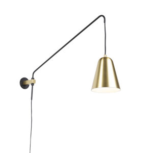 wandlampen Retro wandlamp met kap Demi StaalAluminium Zwart Onze is super Hij prachtig afgewerkt in mat zwart een gouden witte binnenkant. Dat zorgt voor leuk