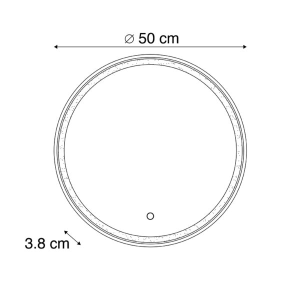 Ronde badkamerspiegel goud 50 cm incl. LED met touchdimmer - Miral - Afbeelding 3