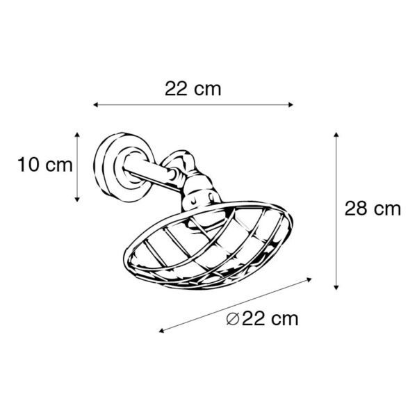 Rustieke wandlamp staal kantelbaar - Stradt - Afbeelding 3