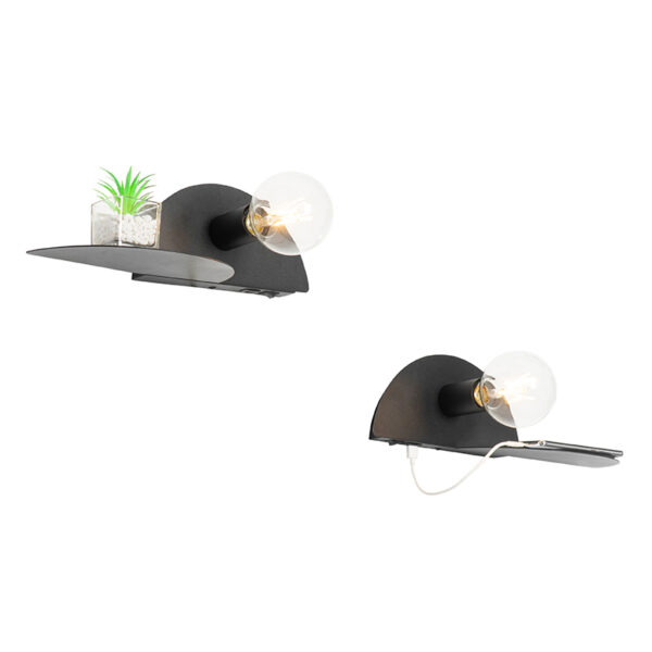 Set van 2 moderne wandlampen zwart met USB - Valerie - Afbeelding 2