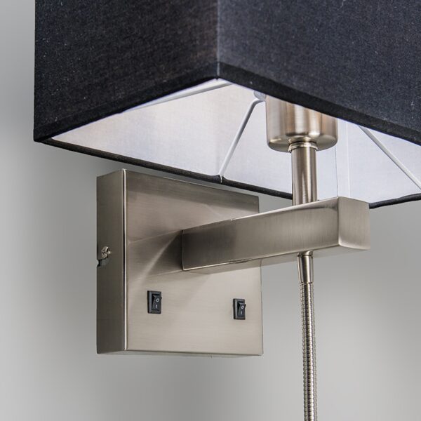 Set van 2 wandlampen staal met kap, leesarm incl. LED - Bergamo - Afbeelding 2