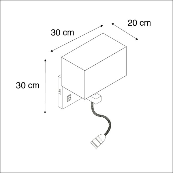 Set van 2 wandlampen staal met kap, leesarm incl. LED - Bergamo - Afbeelding 3