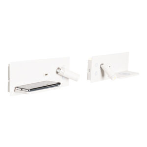 wandlampen Set van 2 wit incl. LED met USB en inductielader Riza Staal Wit Wil jij een moderne uitstraling Shop dan de Deze set gemaakt staal zijn witte