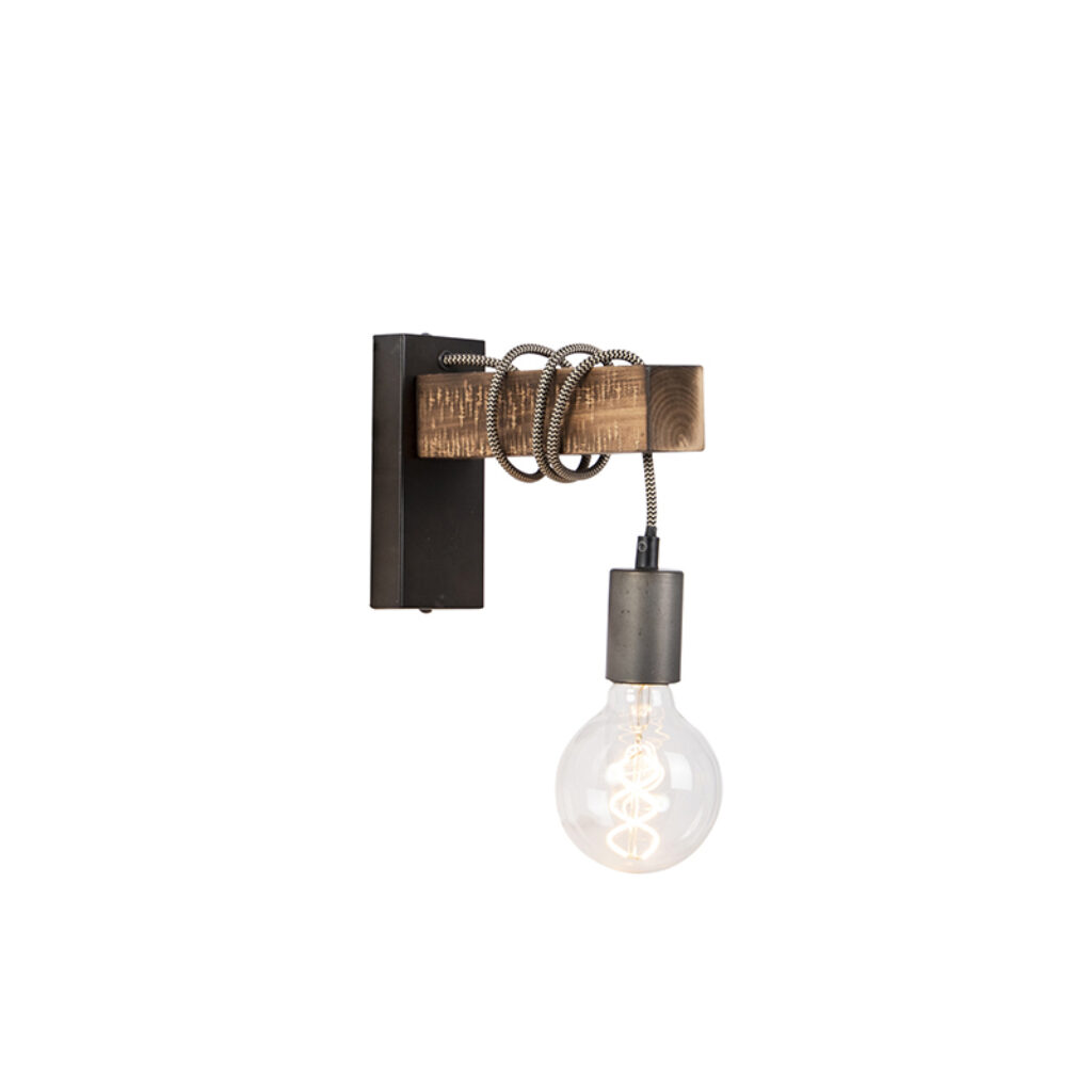 wandlampen Smart wandlamp zwart met hout incl. wifi G95 Gallow StaalHout Zwart Ben je op zoek naar een stoere Stop dan nu zoeken deze is precies wat Door het