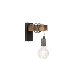 wandlampen Smart wandlamp zwart met hout incl. wifi G95 Gallow StaalHout Zwart Ben je op zoek naar een stoere Stop dan nu zoeken deze is precies wat Door het