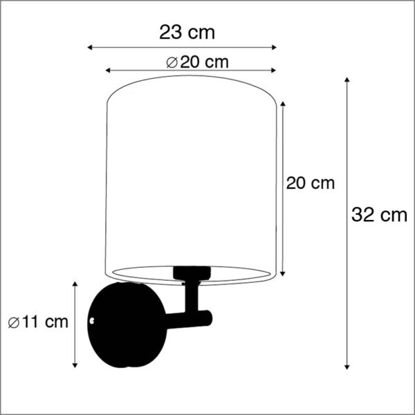 Strakke wandlamp staal met rode velours kap - Matt - Afbeelding 3