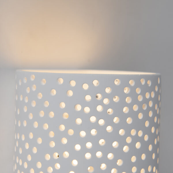 Vintage cilindervormige wandlamp wit gips - Mahou - Afbeelding 2