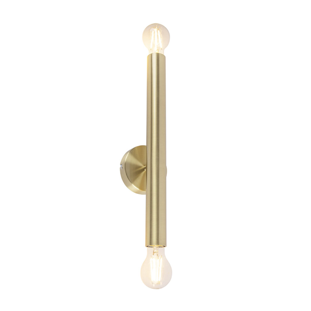 wandlampen Vintage wandlamp goud Staal Over een stijlvolle gesproken wat dacht je van deze Tubi In het opvallende armatuur en er is plaats voor 2 lichtbronnen.